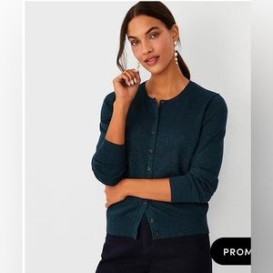 NWT Ann Taylor dark green sparkle cardigan size M